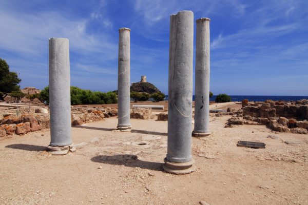 Ancient ruins of Nora on Sardinia in Italy